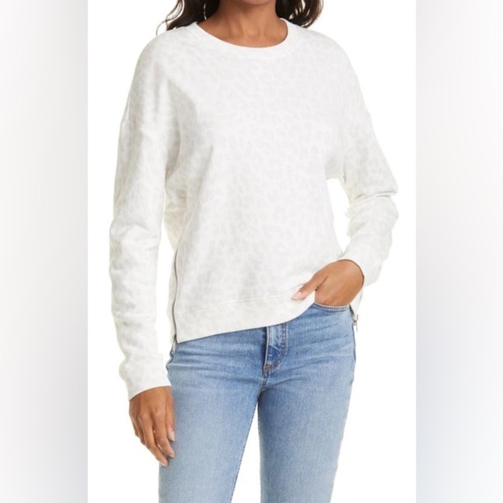 Rails Women’s Marlo Zip Side Cream Grey Sweatshirt | Medium